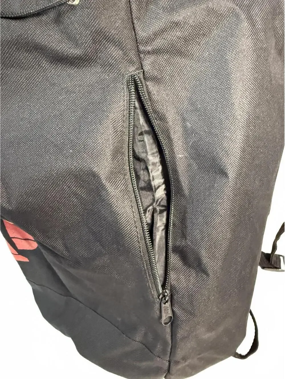 MAKEY Black Canvas Drawstring Backpack with Red Robot Print